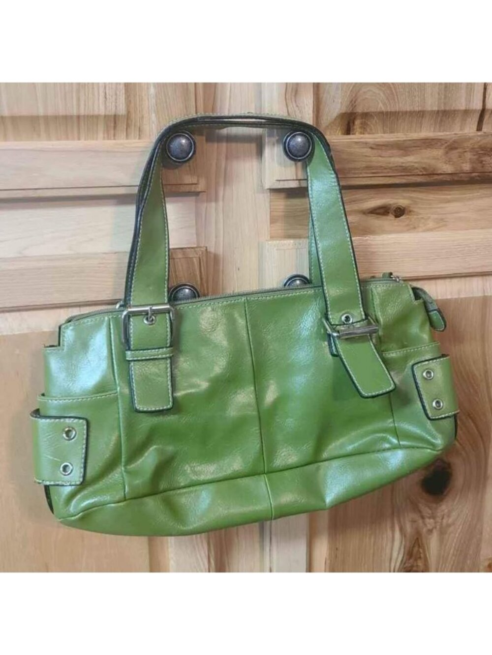 Worthington 16x8 Inches Bright Green Handbag Shoulder Purse   A3
